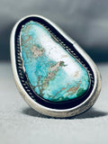 Rare Turquoise Vintage Native American Navajo Sterling Silver Spiderweb Ring Old-Nativo Arts