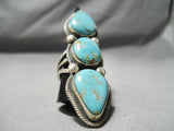 Native American Huge Heavy High Grade #8 Turquoise Sterling Silver Martinez Ring-Nativo Arts