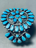 Authentic Vintage Native American Navajo Turquoise Cluster Sterling Silver Bracelet-Nativo Arts
