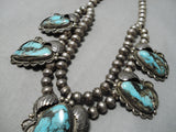 One Of The Best Vintage Native American Navajo Blue Diamond Turquoise Sterling Silver Necklace-Nativo Arts