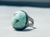 Remarkable Vintage Native American Navajo Domed Turquoise Sterling Silver Ring-Nativo Arts