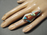Native American Tremendous Vintage Navajo David Tune Turquoise Sterling Silver Inlay Ring-Nativo Arts