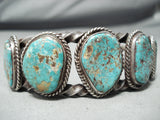 One Of The Best Heavy Coil Vintage Native American Navajo Turquoise Sterling Silver Bracelet-Nativo Arts