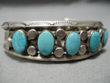 Museum Vintage Native American Navajo Carico Lake Turquoise Sterling Silver Bracelet Old-Nativo Arts