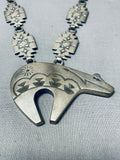 The Finest Vintage Native American Navajo Bear Rug Sterling Silver Hand Tooled Necklace-Nativo Arts