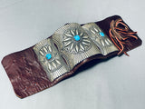 One Most Detailed Ever Vintage Native American Navajo Turquoise Sterling Silver Ketoh Bracelet-Nativo Arts