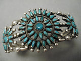 Exceptionally Rare 1930's Vintage Native American Zuni Turquoise Sterling Silver Bracelet-Nativo Arts