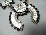 Intricate Women's Vintage Native American Zuni Turquoise Sterling Silver Squash Blossom Necklace-Nativo Arts