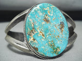 Earth Blue Turquoise Vintage Native American Navajo Sterling Silver Bracelet-Nativo Arts