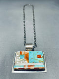 Native American Important Vintage Santo Domingo Turquoise Inlay Sterling Silver Necklace-Nativo Arts