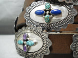Rudy Willie Vintage Native American Navajo Turquoise Lapis Sterling Silver Concho Belt Old-Nativo Arts
