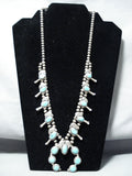 Stunning Vintage Native American Zuni Kingman Turquoise Sterling Silver Squash Necklace-Nativo Arts