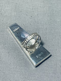 Towering Native American Navajo Space Inlay Turquoise Sterling Silver Coral Ring-Nativo Arts