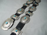 Huge Heavy Vintage Native American Navajo Sleeping Beauty Turquoise Sterling Silver Concho Belt-Nativo Arts