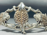 Whimsical Native American Navajo Sterling Silver Toads Bracelet Signed-Nativo Arts
