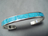 Stunning Zuni Kingman Turquoise Sterling Silver Bracelet Native American-Nativo Arts