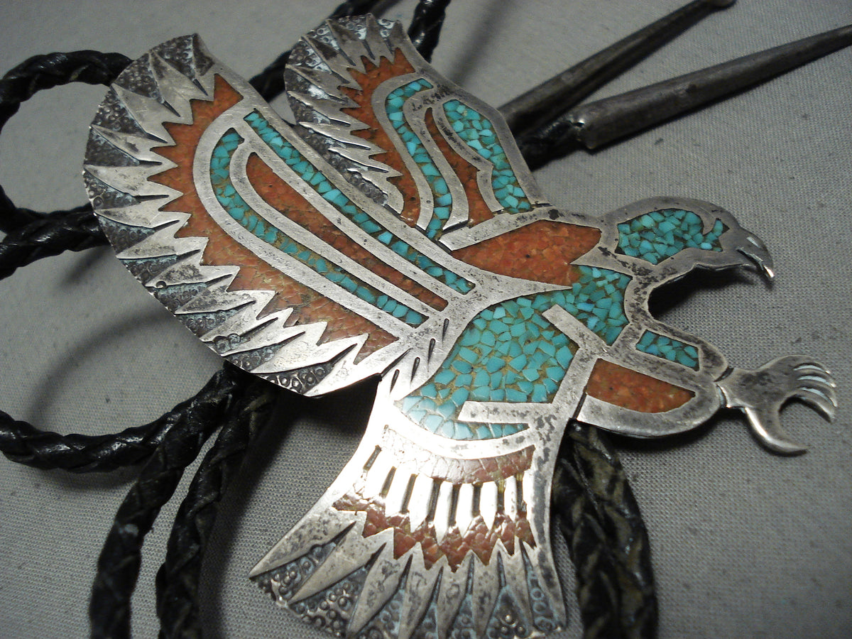 Soaring Eagle Vintage Native American Navajo Turquoise Coral Sterling ...