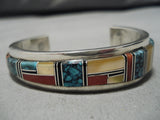 Native American Rare Chee Family Lone Mountain Turquoise Sterling Silver Bracelet Cuff Old-Nativo Arts