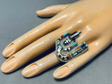 One Of The Best Vintage Native American Zuni Turquoise Rainbowman Sterling Silver Ring-Nativo Arts