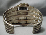 Opulent Vintage Native American Navajo #8 Turquoise Sterling Silver Flank Bracelet Old-Nativo Arts