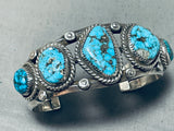 Heavy Museum Vintage Native American Navajo Blue Thunder Turquoise Sterling Silver Bracelet-Nativo Arts