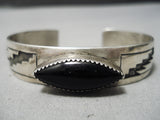 Able Arther Vintage Native American Navajo Sterling Silver Jet Bracelet Cuff-Nativo Arts