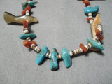 Expressive Vintage Native American Zuni Turquoise Sterling Silver Necklace Old-Nativo Arts