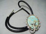 Native American Massive Lizard #8 Turquoise Sterling Silver Bolo Tie-Nativo Arts