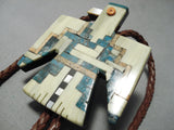 Native American Important Huge Santo Domingo Turquoise Bird Sterling Silver Bolo Tie-Nativo Arts