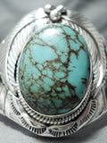 Detailed Huge Vintage Native American Navajo Green Turquoise Sterling Silver Leaf Bracelet-Nativo Arts