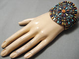 Best Vintage Native American Navajo Multi Stone Turquoise Sterling Silver Circular Bracelet-Nativo Arts