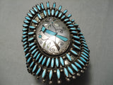 One Of Biggest Best Vintage Native American Navajo Turquoise Bluejay Sterling Silver Bracelet-Nativo Arts