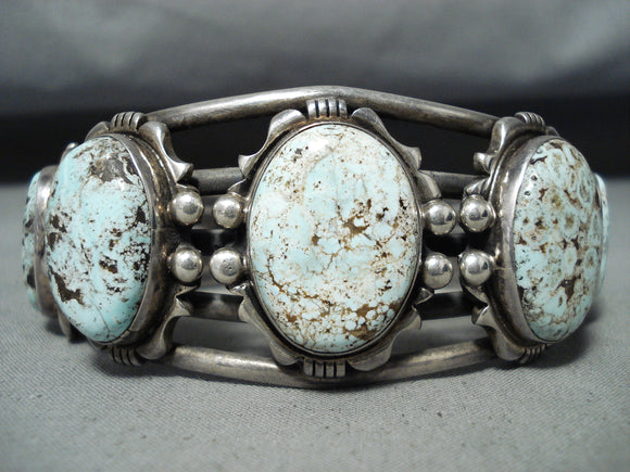 Very Important Vintage Native American Navajo #8 Turquois Esterling Silver Bracelet-Nativo Arts