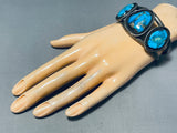 Important Mine Vintage Native American Navajo Turquoise Mountain Sterling Silver Bracelet-Nativo Arts