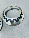 Signed Vintage Native American Navajo Sterling Silver Hoop Earrings-Nativo Arts