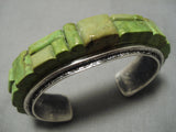 The Best Native American Navajo Gaspeite Sterling Silver Native American Navajo Inlay Bracelet-Nativo Arts