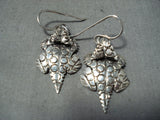Marvelous Navajo Sterling Silver Toad Earrings Native American-Nativo Arts