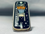 Towering Extreme Intricacy Native American Navajo Night Sky Turquoise Sterling Silver Ring-Nativo Arts