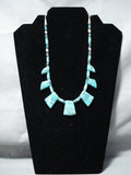 One Of The Best Vintage Native American Navajo Blue Diamond Turquoise Sterling Silver Necklace-Nativo Arts