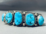 Tremendous Vintage Native American Navajo Morenci Turquoise Sterling Silver Bracelet-Nativo Arts