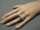 Incredible Vintage Navajo Inlay Lapis Sterling Silver Native American Ring-Nativo Arts