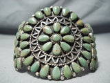 Very Rare Vintage Native American Navajo Green Turquoise Sterling Silver Bracelet Old-Nativo Arts