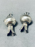 Adorable Native American Navajo Sterling Silver Squash Blossom Earrings-Nativo Arts