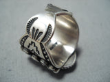 Native American Important Albert Jake Damale Turquoise Sterling Silver Ring-Nativo Arts