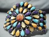 Colorful Native American Navajo Turquoise Charoite Sterling Silver Shell Bracelet-Nativo Arts