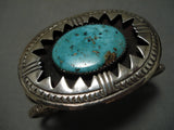 Very Rare Aqua Turquoise Vintage Native American Navajo Sterling Silver Bracelet Cuff Old-Nativo Arts