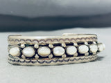Anna Begay Vintage Native American Navajo Mother Of Pearl Sterling Silver Bracelet-Nativo Arts