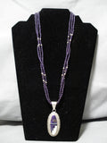 One Of The Best Vintage Native American Navajo Amethyst Sterling Silver Necklace Old-Nativo Arts