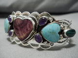 Museum Quality Vintage Native American Navajo Heart Amethyst Sterling Silver Turquoise Bracelet-Nativo Arts