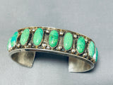 Drop Dead Gorgeous Vintage Native American Navajo Green Turquoise Sterling Silver Bracelet-Nativo Arts